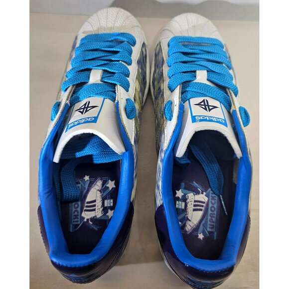 Adidas Men's Tie-Dye Blue/White/Turquoise Uprock 4E Superstar Sneakers Size 8.5 - Picture 13 of 16